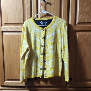 Three Hearts Yellow and White Cardigan
